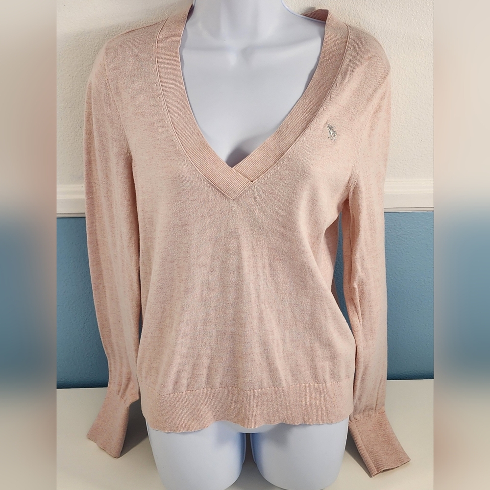 Abercrombie & Fitch Cream Pale Pink Y2k Cotton Blend Sweater Size M